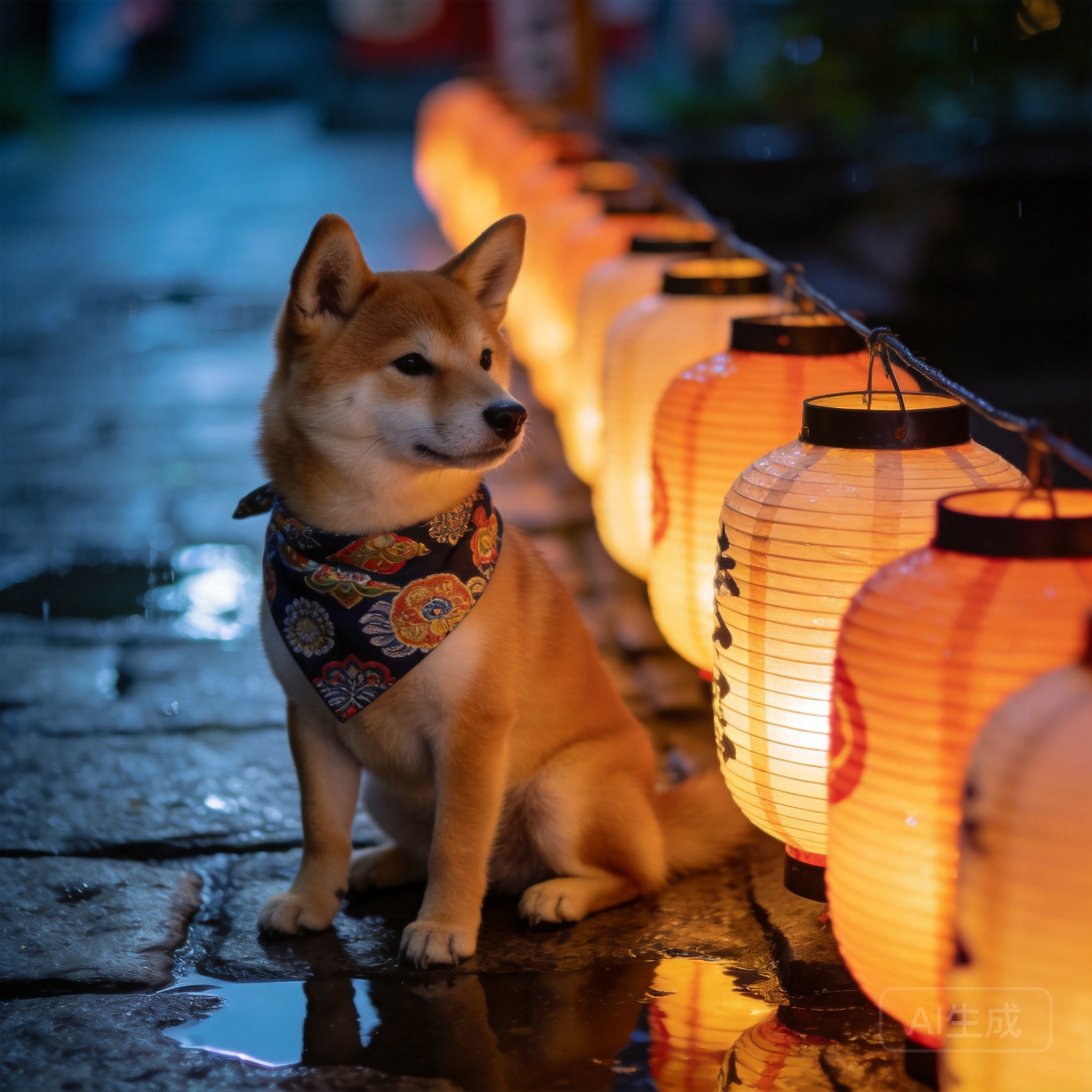 Ultra-realistic portrait of a small Shiba Inu wear...