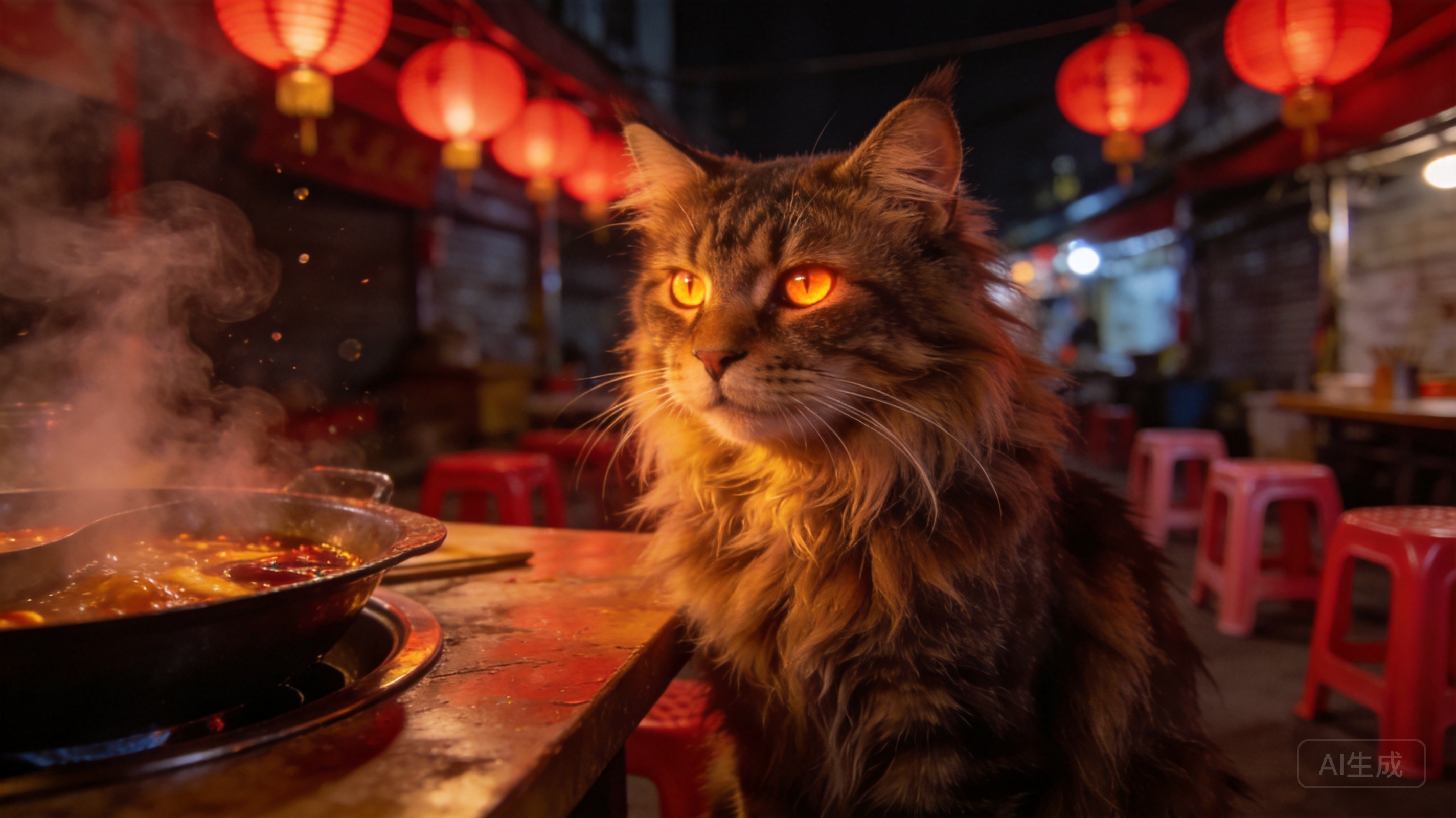 Ultra-realistic cinematic pet portrait of a Maine ...
